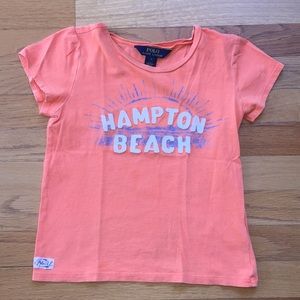Polo RL girls sz 5 cotton graphic T, orange
